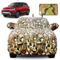 Slamio Car Cover For Maruti Suzuki Vitara Brezza 2016-2021 Models | Waterproof, Dustproof, Uv Resistant | All-Weather Protection With Mirror & Antenna Pockets | Custom Fit, Triple Stitch, Jungle Print