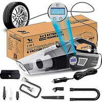 Yearwin 4 In1 Car Vacuum Cleaner With Tyre Inflator Dc12V High Power 7000Pa Handheld Car Vacuum Led Light, 4.2M Power Cord, For Wet/Dry Use, Black (Twoway)