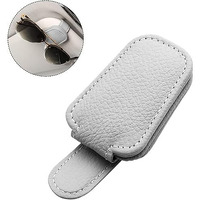 Plenaro Sunglass Holder For Car Visor Clip, Magnetic Leather Car Sunglasses Holder Eyeglass Hanger Clip For Car Visor, Universal Auto Interior Accessories (Grey)