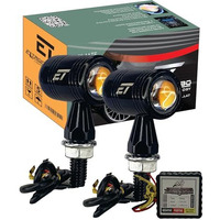 Eltron Turbo Original Bullet Shape Turn Signal Lights Indicator + 21 Modes Flasher Motorcycle Universal For All Bikes Models Turn Signal Lights Motorcycle (Amber, Pack Of 2) | Led