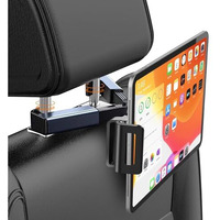 Toxen Tablet And Mobile Holder For Car Headrest - Back Seat 360 Adjustabletravel Portable Car Mobile/Tablet Holder Fits All 4.7-12.9" Devices & Headrest Rod~Black (Rotatable Telescopic)