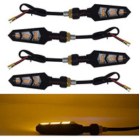 Ramanta Bike Indicators 6 Leds Flexible Ktm Style Sleek Bike Led Indicators Motorbike Turn Signal Lights High Bright Bulbs Blinkers Front Rear Compatible With Motorbike With 12V Dc (Amber, Set Of 4)