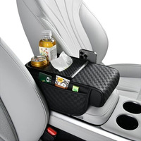 Sthira Pu Leather Car Armrest Fashion Armrest For Car Center Console 4 In 1 Car Armrest Cushion With Cup Holder Tissue Paper Box & Side Pocket Car Arm Rest Universal Hand Rest For Car 35*7*19Cm