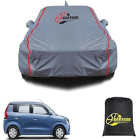 Garrege Maruti New Wagonr Waterproof Car Body Cover With Mirror And Anteena Packets 150 Gsm Grey Fabric With Piping Style All Weather Protection Car Cover
