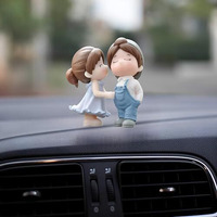 Detachi Dashboard Toys Cute Couple Ornament For Car Decoration, Ideal Gift For Car Lovers, Durable Interior Accessories, With 4 Resin Adhesive Stickers, (Blue)