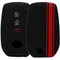 Jvcv Car Key Cover Compatible With Toyota Innova Crysta Hycross & Fortuner Smart Key - Rally Stripe (Black Red)