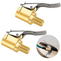 Sthira 2Pcs Brass Tire Valve Adapter With Secure Lock High-Quality 250 Psi Rated Air Pump Nozzle For Car & Cycle Accessories Motorcycles & Bicycles Most Fit For Tire Pressure Gauges & Air Compressors
