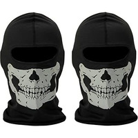 Nuoxinus Mesh 2 Pack Balaclava Black Ghosts Skull Full Face Mask For Men Women Cosplay Party Halloween Motorcycle Bike Cycling Outdoor Skateboard Hiking Skiing, Black, One Size