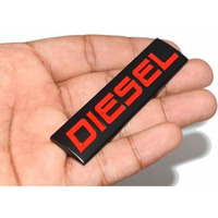 Automaze Diesel Emblem 3D Metal Car Badges Emblems Trunk Rear Fender Emblem Compataibe With Tailgate Side Sticker Badge Car Decals (Chrome Color) (Blk-Red)