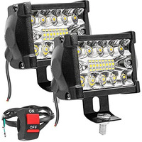 Fabtec Flood+Spot Beam Led Fog Light Led Bar Light 4 Inch 25W White Led Light Cube Pods With On/Off Switch And Clamps Universal Light For All Bikes (18 Led 4 Inch) (6 Month Warranty)