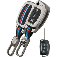 Shopoflux Metal Key Cover For Hyundai Hyundai Creta, Venue, Tucson, Alcazar, I20, Grand I10 Nios, Aura, Xcent, Exter 3 Button Flip Key Only - Black