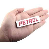 Automaze Petrol Emblem 3D Metal Car Badges Emblems Trunk Rear Fender Emblem Compataibe With Tailgate Side Sticker Badge Car Decals (Chrome-Red Color)