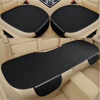 Sthira Silicone 3Pcs Car Seat Covers Summer Breathable Front Seat Cushion Mat Flax Car Seat Cover With Storage Pouch Long Rear Seat Cover Anti-Slip Car Seat Cover Anti-Scratches Car, Black
