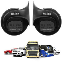 Roxila Waterproof Copper Coil Car Horn Super Loud Train Horns, Car Dustproof Durable Air Electric Snail Horn,12V Raging Sound Air Horns Universal For Car, Motorcycle,Truck, Bike, Scooty(Black)