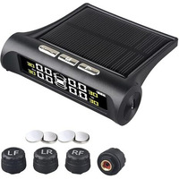 Skypearll Car Tire Pressure Monitor Systems With Clock, Solar Power And Usb Charge, 4 External Sensors Psi And Temperature Safety Alarm Display, Tpms For Cars