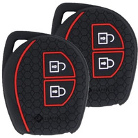 Shopoflux Silicone Key Cover Compitable With Swift | Wagonr | Celerio | Swift Dzire | Alto | Fronx | Breza | S Presso | Ignis 2 Button Remote Key (Black) (2)