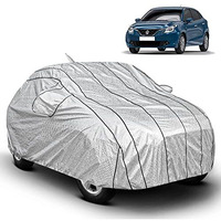 Fabtec Car Body Cover For Maruti Baleno Metallic Silver With 7 Strips With Soft Cotton Lining, Triple Stitched, Full Bottom Elastic