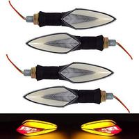Ramanta Bike Indicators Imported Arrow Type Double Color Neon Blinker Bright Led Indicators Universal For Motorcycle Compatible With All Bike Models Turn Signal Lights (Pack Of 4, Amber With Red)