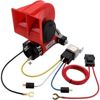 Automaze Car Air Horn 12V With Compressor And Relay, Wiring Compact Auto Nautilus Super Loud Kit For Truck Car Motorcycle (Red)