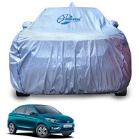 Garrege Tata Tigor All Models Car Body Cover Waterproof With Side Mirror&Back Antenna Pocket&Soft Inner Cotton For Car(Elacstic In Four Places Triple Stitched)(Metallic Silver Blue Piping Style