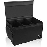 Double R Bags Polyester Multi Compartments Collapsible, Portable For Car Accessories And Trunk Dicky Boot Organiser With Lid Cover(Black)