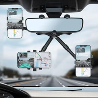 Porslin Universal Rearview Mirror Phone Holder For Car - 360 Rotating Mobile Holder, Hands-Free Car Phone Mount, Adjustable Mobile Stand For Smartphones, Secure Rear View Mirror Accessories For Car