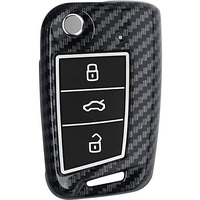 Jvcv Hard Case Key Cover Compatible With Skoda Kylaq Slavia Kushaq Taigun Tiguan Virtus Octavia Kodiaq Superb T Roc Folding Key (Carbon Black)