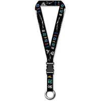 Wanderlooms Satin Printed Long Lanyard Biker Keychain Ladakh Prayer Black Key Chain Tags For Bike Rider Cars Home (Pack Of 1)