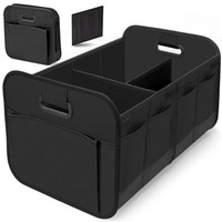Sthira Car Boot Organizer, Foldable Trunk Organizer With Multi-Compartments Handles & Waterproof 600D Oxford Polyester Organiser Versatile Storage Box, Office, Outdoor Use, Automobiles, Black