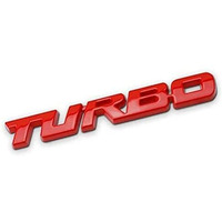 Automaze Self Adhesive Turbo Metal Sticker Logo Badge 3D Emblem Car Sticker, 12.8 X 1.8Cm (Red)