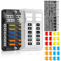 Sthira Hira 12V Car Fuse Box Kit - 12-Way Blade Fuse Block With Led Indicator,Waterproof Compact Design,Universal Holder For Auto Truck Boat (Includes Plastic Cover & Mini Fuses)