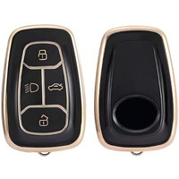 Autofrill Tpu Car Key Cover For Tata Nexon, Nexon Ev, Punch, Punch Ev, Tiago, Tiago Ev, Tigor, Tigor Ev, Harrier, Altroz, Safari, Safari Ev Electric 4 Button Smart Key Cover (Black-Gold)