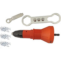 Inditrust 1Pc Rivet Gun Adapter Size (2.4, 3.2, 4.0, & 4.8) Mm Light Duty Slow Hitting Rivet Gun With 30 Rivets (Orange)