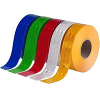 Glowtail 2 Inch X 2 Meter Each (Pack Of 5: Yellow, Red, White, Blue & Green) High Intensity Water Proof Conspicuity Warning Reflective Radium Conspicuity Tape Sticker