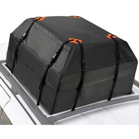 Allextreme Rooftop Cargo Bag 15 Cubic Feet Foldable Water-Resistant Travel Luggage Carrier For All Vehicles (Black)
