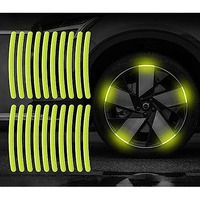 Fapiwen Car Wheel Reflective Stickers, 20Pcs Reflective Wheel Rim Stripe Stickers, Night Safety Warning Car Stickers, Wheel Safety Decorative Car Decals Universal For Car Motorcycle Bicycle (Yellow)