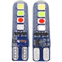 Eltron Turbo Vehicle Parking T10 Led Light Bulb, 8 Smd Bright, Waterproof, Exterior Licence Plate Universal For All Motorcycles, Bikes, Cars, 5W 12V Dc (Pack Of 2, Multicolour Running With Flashing)
