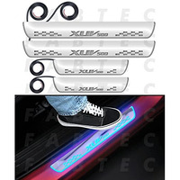 Fabtec Car Door Foot Step Sill Plate With Mirror Finish Led Compatible With Mahindra Xuv 500 (Set Of 4Pc,Blue)(6Month Warranty)