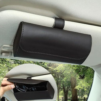 Sthira Sunglasses Holder For Car, Pu Leather Magnetic Car Sunglasses Holder Sunglasses Organizer Box For Sun Visor, Clip On Eyeglasses Holder For Car, Sunglasses Clip Storage Case Protective Box