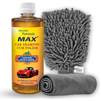 Max Car Care Combo Of Car Shampoo Come Polish 500 Ml, Microfiber Cloth 350 Gsm And Microfiber Wash Mitt | Suits Both Bucket Wash And Foam Wash