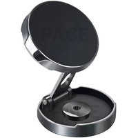 Foldable Cell-Phone Bracket 360 Rotation Magnetic Phone Holder Mount For Car, Flat Surfaces. 6 Strong Rb Magnets For Stability During Navigation & Calls. Sticker Tape, Adhesive Metal Sheet Included.