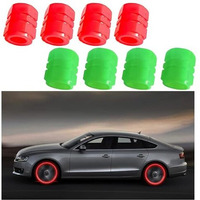 Car Tyre Valve Caps, Fapiwen 8Pcs Fluorescent Tire Valve Caps With Neon Glow, Universal Tyre Air Valve Caps, Car Tyre Cap Light For Car Truck Motorcycles Bike (4*Green+4*Red)