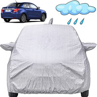 Swift Dzire Waterproof Car Cover With Mirror & Antenna Pockets, Shinning Silver Design, Non Woven Fabric,Triple Stitched, Compatible With Maruti Swift Dzire Car Cover (2017 To 2024), Car Accessories