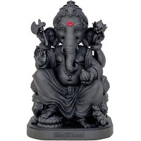 Murtihome Vighnaharta Ganesha Murti, 7.74 Cm Height, Black, 3D Printed, Uv Resin, Ganesha Car Dashboard Idol