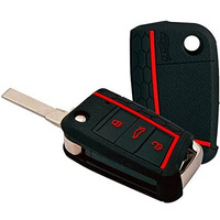 Keycare Silicone Key Cover Compatible For Skoda Kylaq, Slavia, Kodiaq, Kushaq, Octavia, Karoq, Superb 3 Button Flip Key (Black)