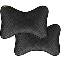 Sarte Car Neck Rest Pillow Head Rest Cushion For Car Seat,Neck Support For Long Driving Made Of Soft American Velvet Fabric With Soft Pollyfiber Filling And Elastic Stripes Set Of 2 Pcs Black