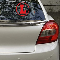 Cvanu L-Board Learning License Symbol Exterior Sticker & Decal Vinyl Graphic Red 14.5X14.5 (2 Pcs, Vinyl)