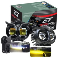 Eltron Turbo 1 Years Warranty 12V 45W Dc Fog Light Owl Shape Spot Projector White And Yellow Led Light Off-Roading Universal For All Bikes, Motorcycle, Scooty (Pack Of 2&Switch)