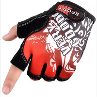 Alexvyan 1 Pair Gloves Outdoor Protective Half Finger Hand Riding, Cycling, Bike Motorcycle Gym Gloves For Men Boy (Red)
