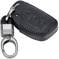 Contacts Soft Leather Car Key Cover Compatible With Hyundai 3 Button Smart Key With Key Chain For Creta, I10 Grand, I20 Elite, I20 Active, Xcent, Verna Tucson Elantra Grand I10 Nios, Black